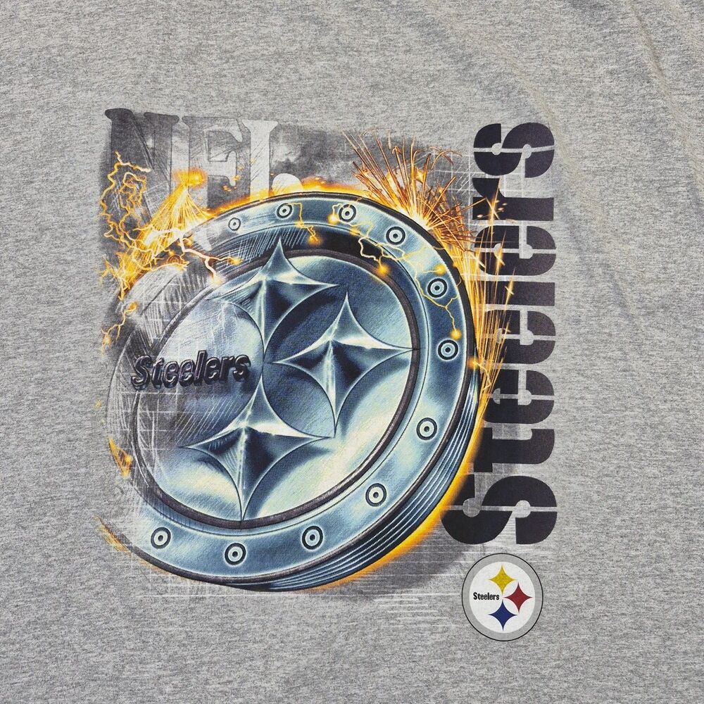 Vintage Pittsburgh Steelers T Shirt Mens 4XL Huge Graphic Logo Spellout Print